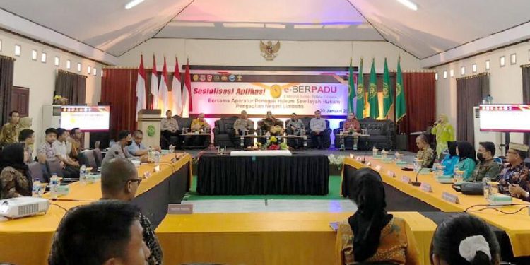 Pelaksanaan kegiatan Sosialisasi Aplikasi e-Berpadu Di Aula Pengadilan Negeri Limboto, Jum'at (20/1/2023). (Foto: Dela/Gopos)