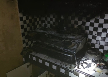 Kondisi dapur milik Muhammad Ruibah yang terbakar, Selasa (10/1/2023). (istimewa)