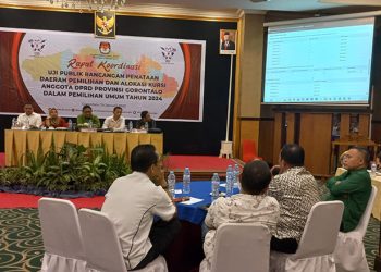 Uji publik penataan dapil dan alokasi kursi DPRD Provinsi Gorontalo yang dilaksanakan KPU Provinsi Gorontalo. (gopos.id)