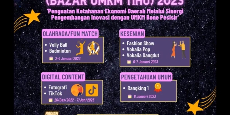 Mahasiswa KKN MBKM Desa Tihu menggelar Bone Pesisir Expo yang akan dipusatkan di Kecamatan Bonepantai mulai tanggal 2 hingga 7 Januari 2023.