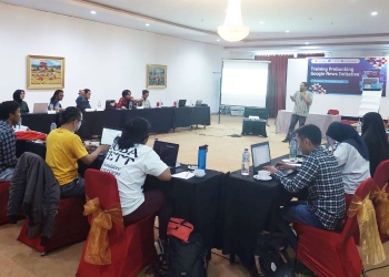 Pelaksanaan pelatihan prebunking google news initiative yang dilaksanakan oleh Aliansi Jurnalis Indonesia (AJI) Gorontalo diikuti 25 jurnalis, Sabtu (14/1/2023) (istimewa)