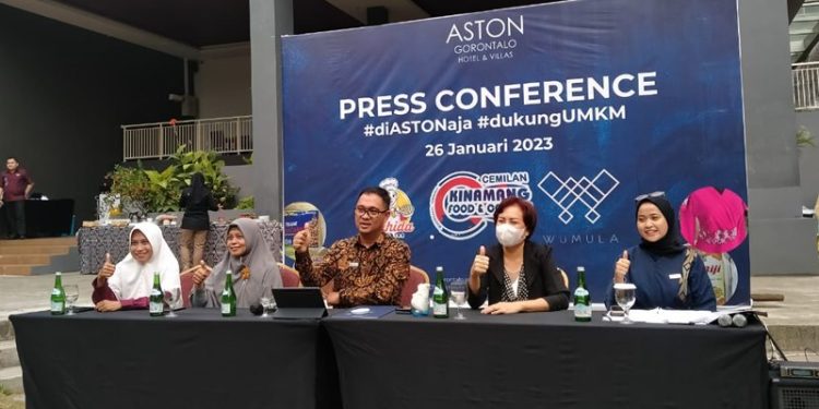 Konferensi pers Aston Gorontalo mengenai dukungan terhadap UMKM Gorontalo, Kamis (26/1/2023) (muhajir/gopos)