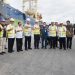 Foto bersama rombongan Gubernur Prefektur Ehime, Jepang, Tokihiro Nakamura, di dermaga pelabuhan Anggrek, Kabupaten Gorontalo Utara, Rabu (18/1/2023). (Foto : Haris)