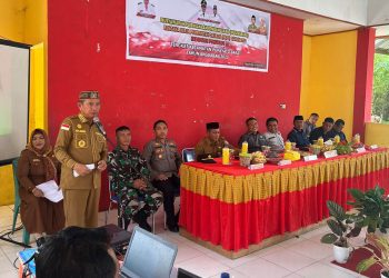 Bupati Pohuwato Saipul Mbuinga, Memberikan Sambutan Musrembang Tingkat Kecamatan di Kecamatan Popayato, Selasa 14/02/2023 (Istimewa)
