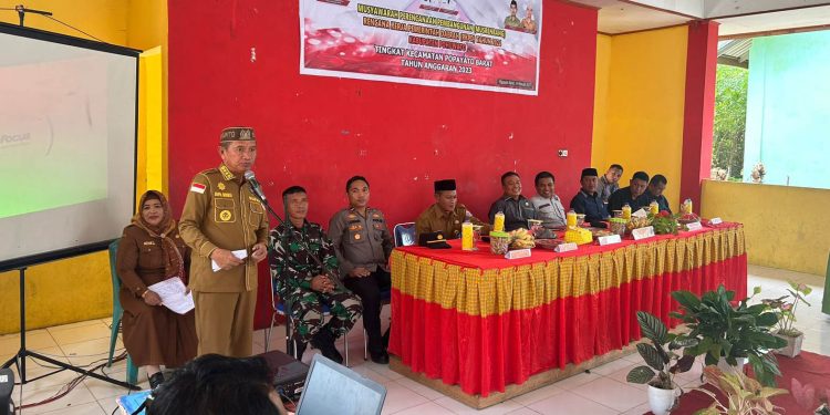 Bupati Pohuwato Saipul Mbuinga, Memberikan Sambutan Musrembang Tingkat Kecamatan di Kecamatan Popayato, Selasa 14/02/2023 (Istimewa)