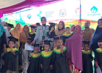 Pelaksanaan Gebyar Posyandu di Rangkaikan Dengan wisuda Balita di Desa Dulomo, Kecamatan Tilango, Senin (20/02/2023) (Foto: dela)