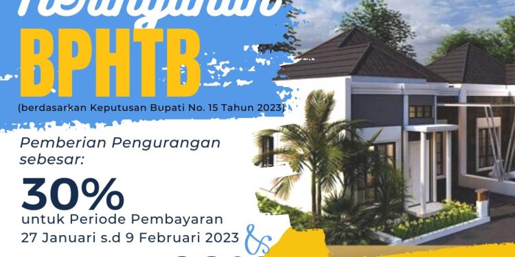Pemerintah Kabupaten Bone Bolango kembali memberikan keringanan Bea Perolehan Hak Atas Tanah dan Bangunan (BPHTB) dalam rangka HUT Kabupaten Bone Bolango ke 20, serta pemulihan ekonomi masyarakat dan daerah.