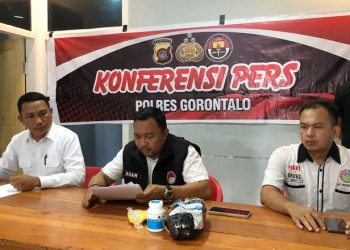 Konferensi Pers Penangkapan Pelaku Pengedaran Narkoba di Kabupaten Gorontalo Rabu (1/03/2023) (Foto: dela)