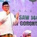 Wali Kota Gorontalo, Marten Taha saat memberikan sambutan dalam acara tabligh Akbar peringatan isra mi'raj nabi Muhammad Saw di Lapangan Taruna Remaja Kota Gorontalo, Sabtu malam (4/3/2023). (Foto: Humas)