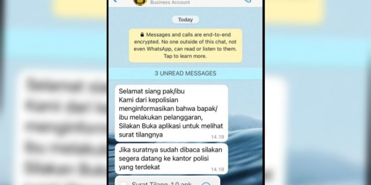 Hati-hati, Penipuan Melalui WhatsApp, Pengguna Diminta Klik Aplikasi Surat Tilang Elektronik Palsu