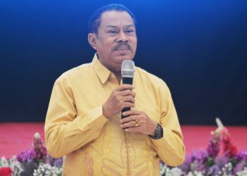 Ketua DPRD Provinsi Gorontalo, Paris RA Jusuf saat menghadiri kegiatan Sosialisasi Forestry and Other Land Use (FOLU) Net Sink 2030, Rabu (15/3/2023). (Foto: Putra/Gopos)