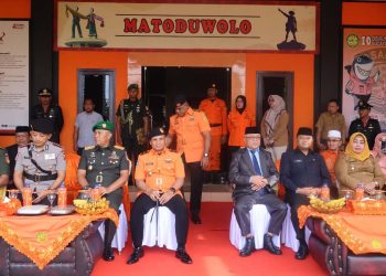 Upcara peringatan HUT ke-51 Basarnas yang turut dihadiri unsur Muspida Provinsi Gorontalo.
