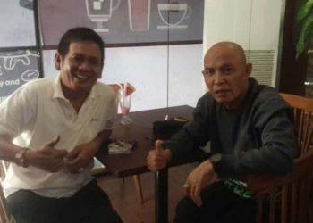 Pertemuan Staf khusus Bupati Gorontalo, Mansir Mudeng dengan PANWIL Provinsi Gorontalo, Izhar Rasmin Wakiden disalah satu hotel di Gorontalo. Selasa (21/3/2023).