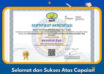 Seritifkat Akreditasi Baik yang diraih oleh Prodi Perencanaan Wilayah UNBITA Gorontalo (istimewa)