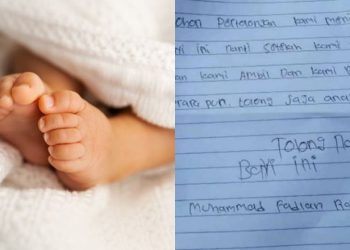 Ilustrasi Bayi dan Isi Surat. Foto: Freepik.com dan Tangkapan Layar Instagram @info_banjarmasin