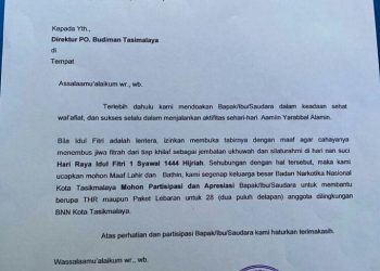 Surat BNN Tasikmalaya yang viral di media sosial.