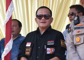 Ekwan Ahmad, saat menghadiri serah terima kirab pemilu di Taruna Remaja, Kota Gorontalo, Minggu (30/4/2023). (F. Humas Dekot Gorontalo)