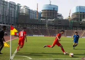 Suasana laga Grup A sepak bola SEA Games 2023 antara Timnas Indonesia U-22 vs Myanmar di National Olympic Stadium, Phnom Penh, Kamboja. [ANTARA FOTO]