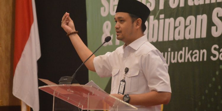Wakil Wali Kota Gorontalo, Ryan Kono saat menghadiri pembukaan sosialisasi sensus pertanian 2023 dan pembinaan statistik sektoral di grand Q hotel pada rabu (10/05/2023). (Foto: Putra/Gopos)