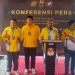 Ketua DPD II Golkar Pohuwato Nasir Giasi saat memberi keterangan pers di KPU, Ahad (14/5/2023).