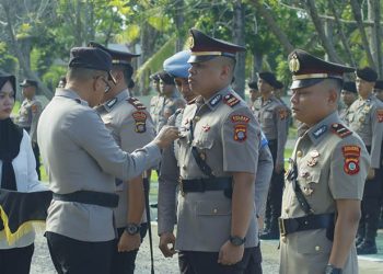 Polres Pohuwato Gelar Sertijab Dua Kepala Satuan, di Halaman Kantor Polres Pohuwato, Sabtu 20/05/2023 (F Humas Polres Pohuwato)