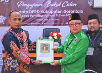 PPP menjadi pendaftar pertama Bacaleg di KPU Kabupaten Gorontalo, Kamis (11/5/2023).