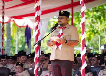 Menteri Agama Yaqut Cholil Qoumas saat membuka PWN PTK ke XVI di Bumi Perkemahan Gorontalo, Senin (22/5/2023). (F. Kemenag Sulut/istimewa)
