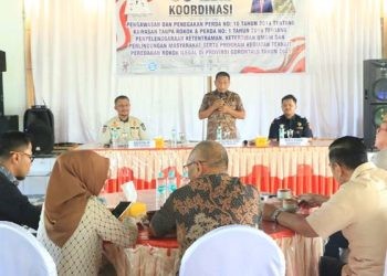 Rapat koordinasi Satpol PP Gorontalo bersama Komisi I Deprov Gorontalo, Selasa (23/5/2023) (engki/hms)