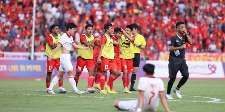 Pemain Timnas Indonesia melakukan selebrasi usai lolos ke Final SEA Games 2023 (dok. pssi)