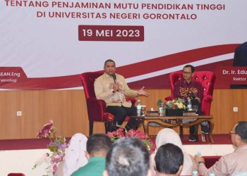 FGD yang diselenggarakan oleh UNG dengan menghadirkan Direktur Jenderal Pendidikan Tinggi, Riset dan Teknologi Prof. Nizam sebagai narasumber utama, Jumat (19/5/2023) (dok. ung)