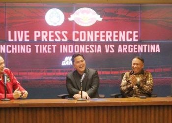 Konferensi Pers Peluncuran tiket di Ruang Press Conference, Stadion Gelora Bung Karno, Senin (29/5/2023) (dok. pssi)