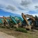 empat ekskavator yang disita Polres Pohuwato di tambang emas ilegal Dengilo.(F tim Gopos)