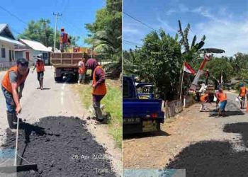 Penanganan pemeliharaan jalan nasional di Kabupaten Gorontalo Utara . (foto.istimewa)