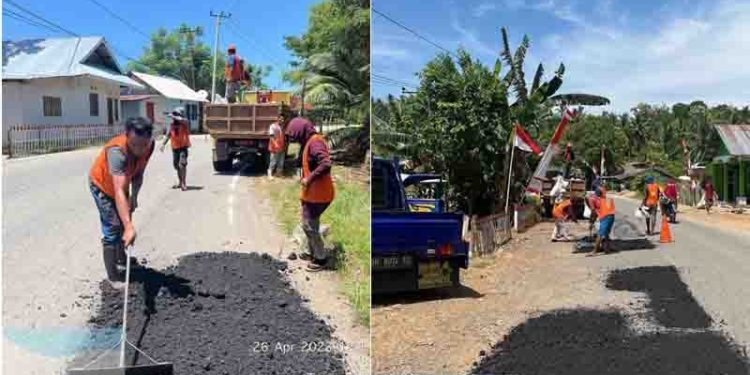 Penanganan pemeliharaan jalan nasional di Kabupaten Gorontalo Utara . (foto.istimewa)