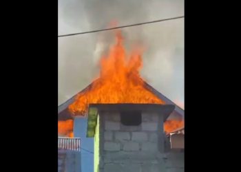 Rumah eks petugas damkar di Desa Tunggulo, Kecamatan Limboto Barat, Kabupaten Gorontalo terbakar.