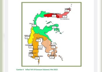 Berdasarkan data badan pusat statistik Provinsi Gorontalo Mei 2023 Kota Gorontalo mengalami inflasi Year on Year (yoy) sebesar 3,15 persen.