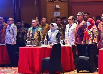 Wali Kota Gorontalo, Marten Taha saat menghadiri afternoon coffe, kompas collaboration forum - city leaders community - Apeksi Sinergi Ke 6 dengan tema Kepemimpinan Kota Menyongsong 2045 serangkaian HUT Apeksi Ke XXIII di Kota Palembang, Rabu (7/6/2023).