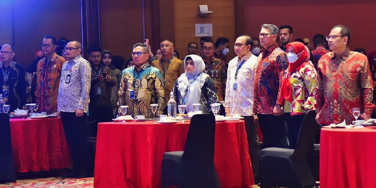 Wali Kota Gorontalo, Marten Taha saat menghadiri afternoon coffe, kompas collaboration forum - city leaders community - Apeksi Sinergi Ke 6 dengan tema Kepemimpinan Kota Menyongsong 2045 serangkaian HUT Apeksi Ke XXIII di Kota Palembang, Rabu (7/6/2023).