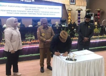 Perda tentang Pajak dan Retribusi telah disahkan melalui Rapat Paripurna DPRD Kota Gorontalo, Senin (26/6/2023).(Rama/gopos)