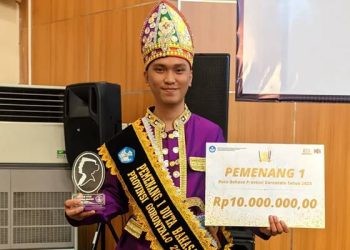 Mahasiswa Ilmu Administrasi Negara, UNBITA Gorontalo, Agum P Tubuon terpilih sebagai juara satu Duta Bahasa Provinsi Gorontalo (dok. pribadi)
