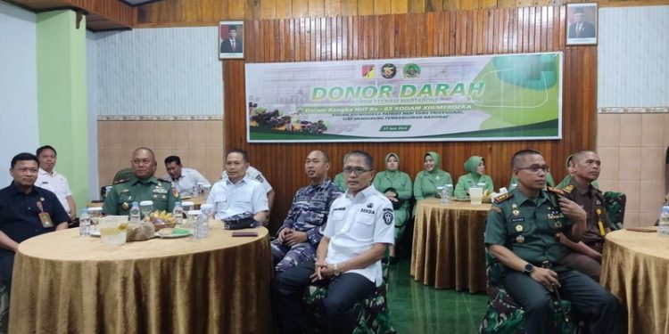 Sekertaris Daerah, Kota Gorontalo Ismail Madjid mengungkapkan giat donor darah dalam rangka HUT Kodam ke-65 memberikan dampak positif dan bermanfaat, Rabu (7/6/2023). 