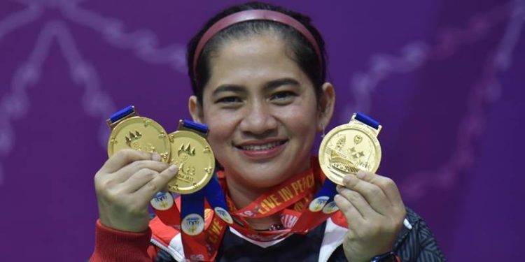 Atlet putri para bulutangkis Indonesia Leani Ratri Oktila berhasil menyumbangkan total tiga medali emas untuk Merah Putih usai berjuang demi bangsa dan negara di ajang Asean Para Games ke-12 Phnom Penh, Kamboja. Oktila meraih emas Asean Para Games 2023 Kamboja melalui nomor tunggal putri, ganda putri dan ganda campuran.(foto:bagus/kemenpora.go.id)