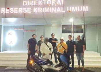 Tim Resmob Otanaha Polda Gorontalo di back up Resmob Polda Sulawesi Utara berhasil mengamankan MH Alias mutu pelaku pencurian motor N NMAX