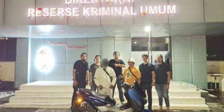 Tim Resmob Otanaha Polda Gorontalo di back up Resmob Polda Sulawesi Utara berhasil mengamankan MH Alias mutu pelaku pencurian motor N NMAX