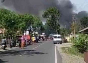Suasana lokasi sekitar Sekolah Menengah Atas (SMA) 1 Boliyohuto, Kabupaten Gorontalo, saat terjadi kebakaran, Ahad (30/7/2023) pukul 13.30 Wita.