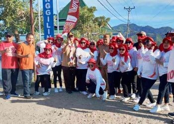 Sekertariat DPRD Bone Bolango ikut meramaikan gerak jalan menjelang HUT RI ke-78.