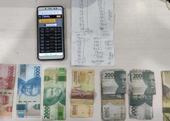 Barang bukti sejumlah uang tunai dan rekapan nomor taruhan untuk judi togel online diamankan Polresta Gorontalo Kota saat penggrebekan judi togel di Kelurahan Libuo, Kecamatan Dungingi, Kota Gorontalo.(Humas Polresta Gorontalo Kota)