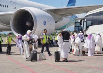 Kepulangan jamaah haji di bandara Sultan Hasanuddin Makassar. (F. Pertamina)