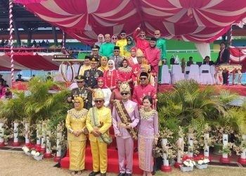Suasana upacara perayaan HUT ke-78 RI di GOR Nani Wartabone.
