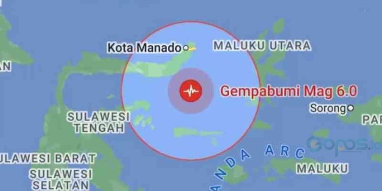 Gempa berkekuatan 6.0 Skala Richter mengguncang wilayah Bolaangmongondow, Jumat (4/8/2023).